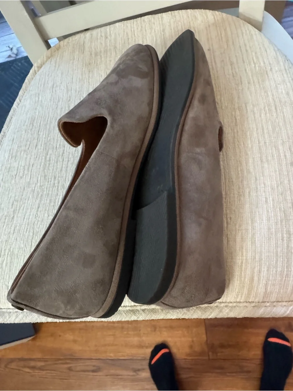 Vionic Taupe Suede Slip-On Loafers